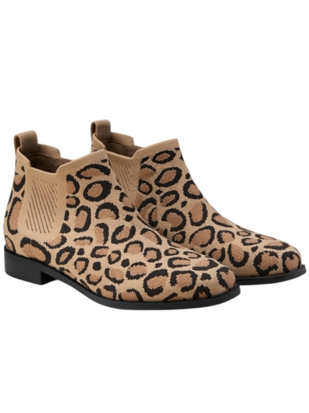 Vivaia Ryan Pro Knit Ankle Boot Leopard Print Chelsea Square-toe Boot Sz 42/10.5
